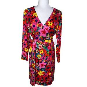 Alexia Admor Amelia‎ Wrap Dress Floral Party Long-sleeve Garden Party Sz: Large
